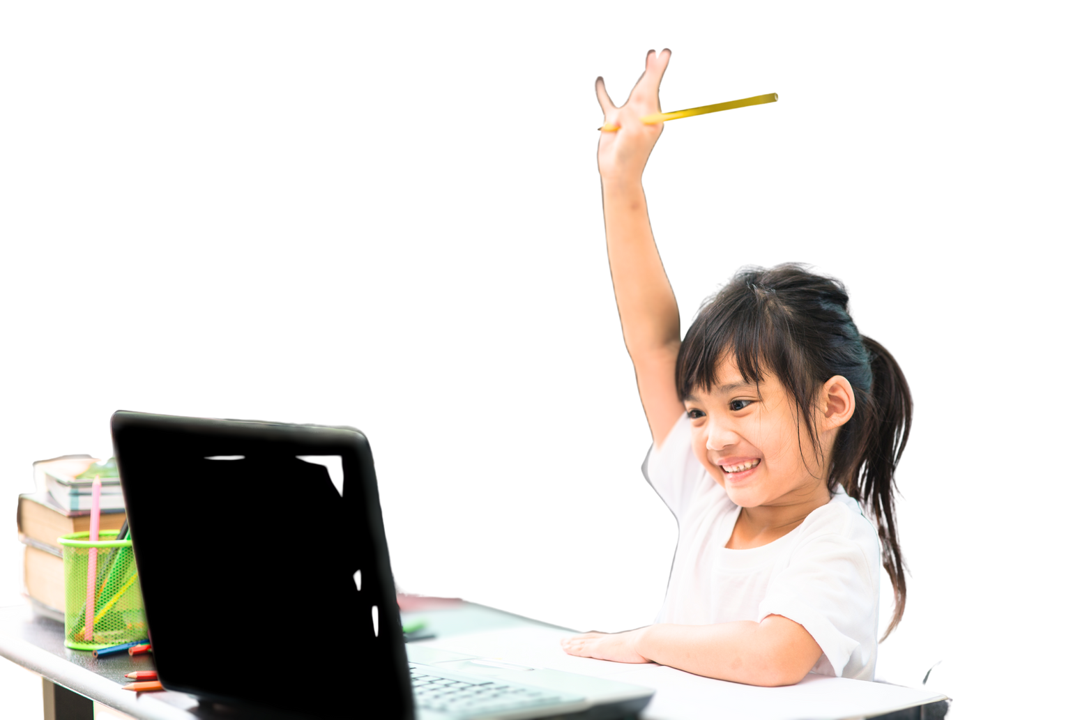 Asian Girl Student Online Learning Class Study Online with Lapto